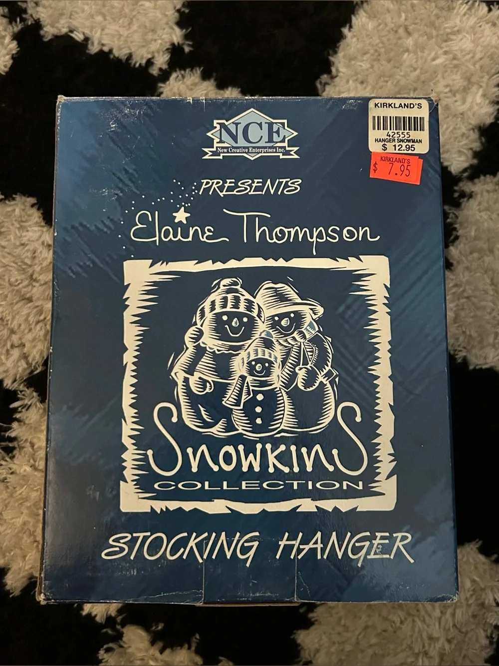 1998 Elaine Thompson Snowkins Collection Stocking Hanger Snowman #94332 Vintage